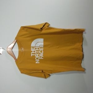 The North Face short sleeve tee mustard half dome women's L white/mustard